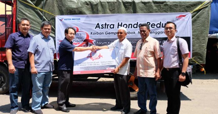 Astra Motor Salurkan Bantuan Korban Gempa Lombok