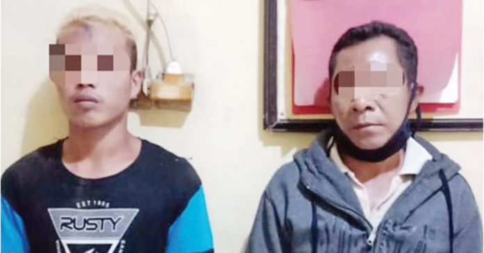 PENCURI: Dua pelaku pencurian minyak goreng dalam gudang penyimpanan di Jalan Jenderal Sudirman, Lingkungan Gegutu Barat, Kelurahan Rembiga. (IST FOR RADAR LOMBOK)